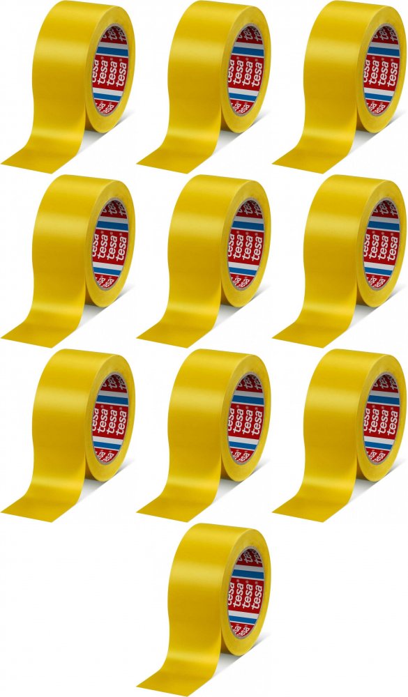 10x Taśma ostrzegawcza Tesa Professional 60760, 33mx50mm,PVC, żółty