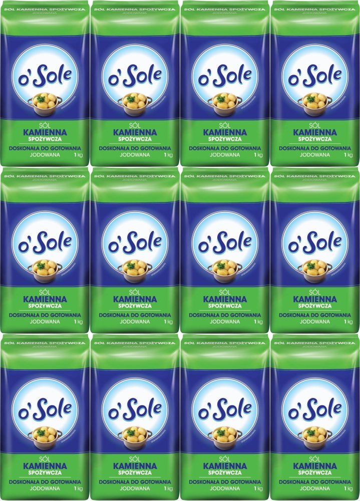 12x Sól kamienna jodowana o'Sole, 1kg