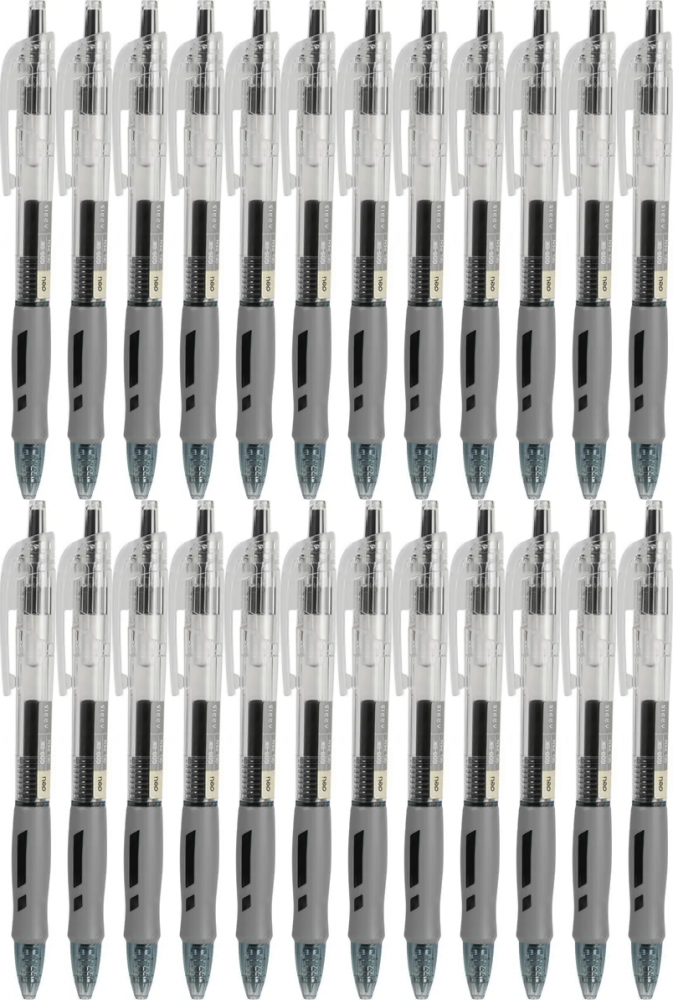 24x Długopis żelowy Deli Arris, automatyczny, 0.5mm, czarny