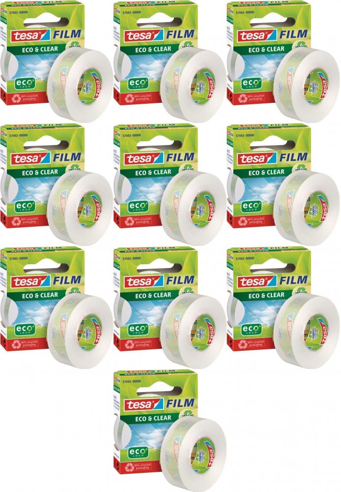 10x Taśma klejąca Tesa Eco&Clear, 33mx19mm, przezroczysty