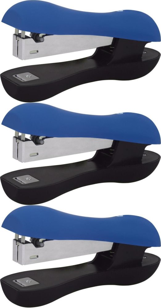 3x Zszywacz biurowy MemoBe Soft Touch, do 16 kartek, granatowo-czarny