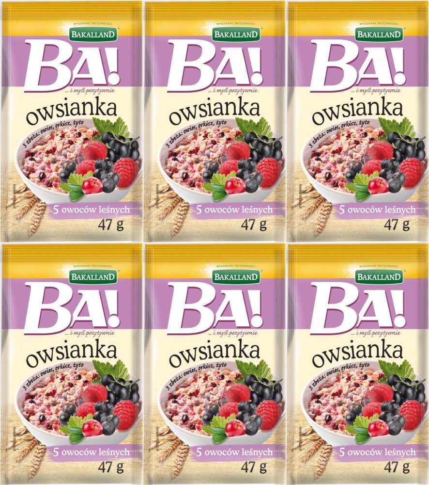 6x Owsianka z 5 owocami leśnymi Bakalland, 47g