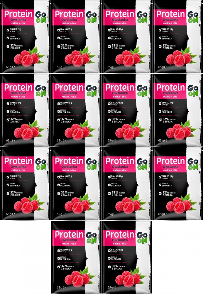 14x Owsianka proteinowa Sante Go On, malina i chia, 65g