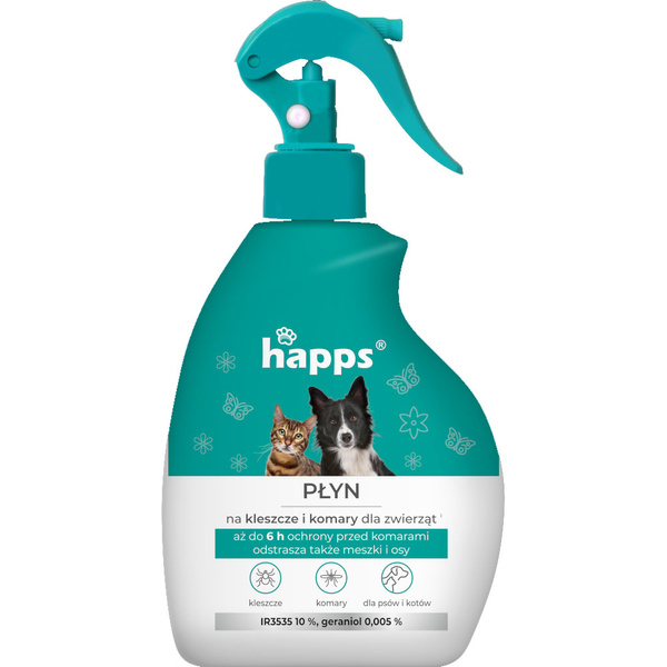Płyn na kleszcze i komary dla zwierząt Happs 200ml