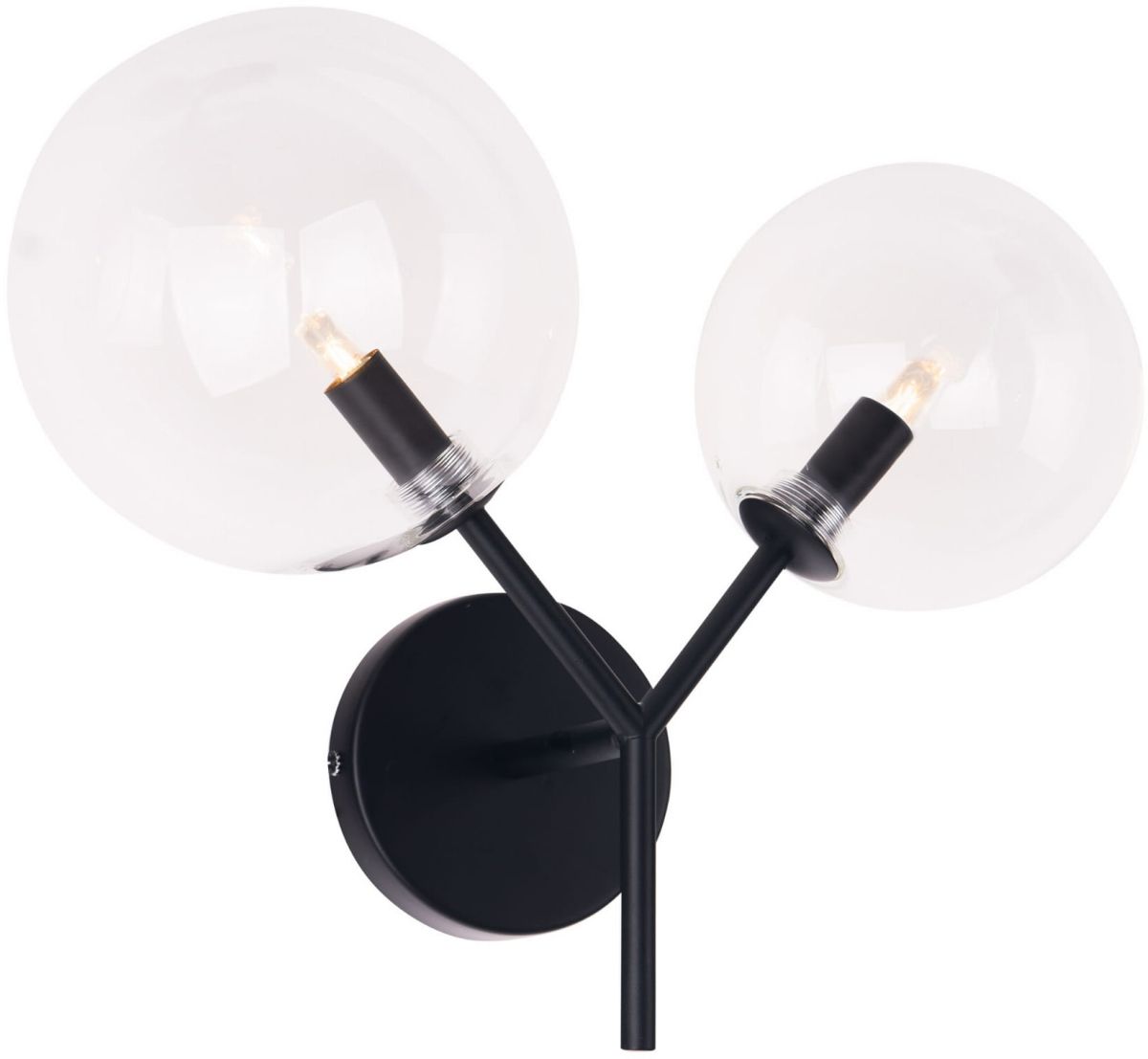 MaxLight Lollipop kinkiet 2x40W czarny/przezroczysty W0277
