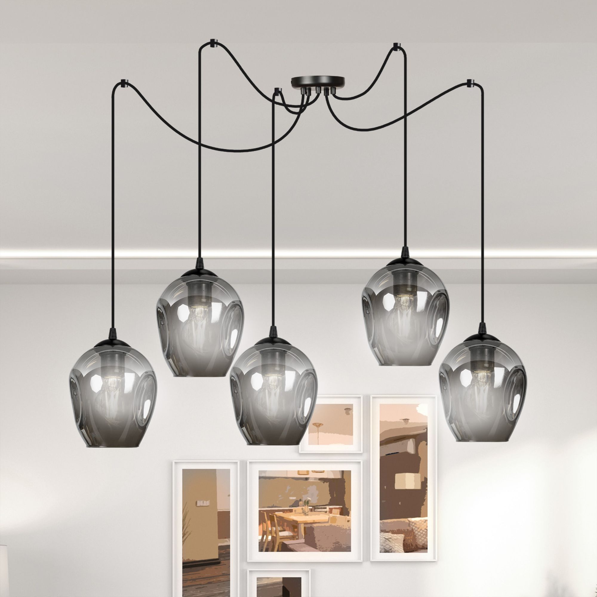 Emibig Level lampa wisząca 5x15 W czarna-grafitowa 757/5