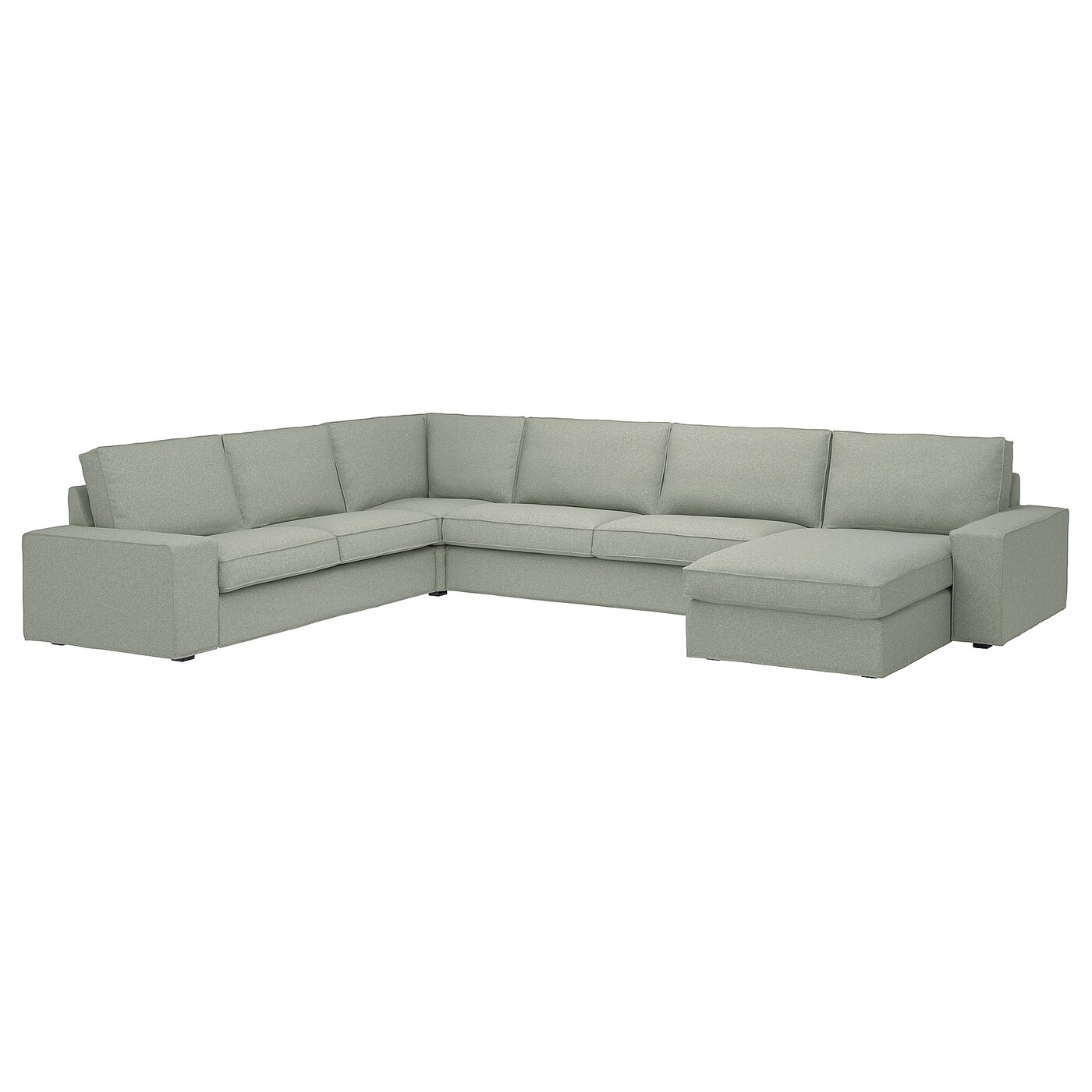 IKEA KIVIK sofa narożna 6-osobowa z szezl, Gunnared jasnozielony, Głębokość: 95 cm