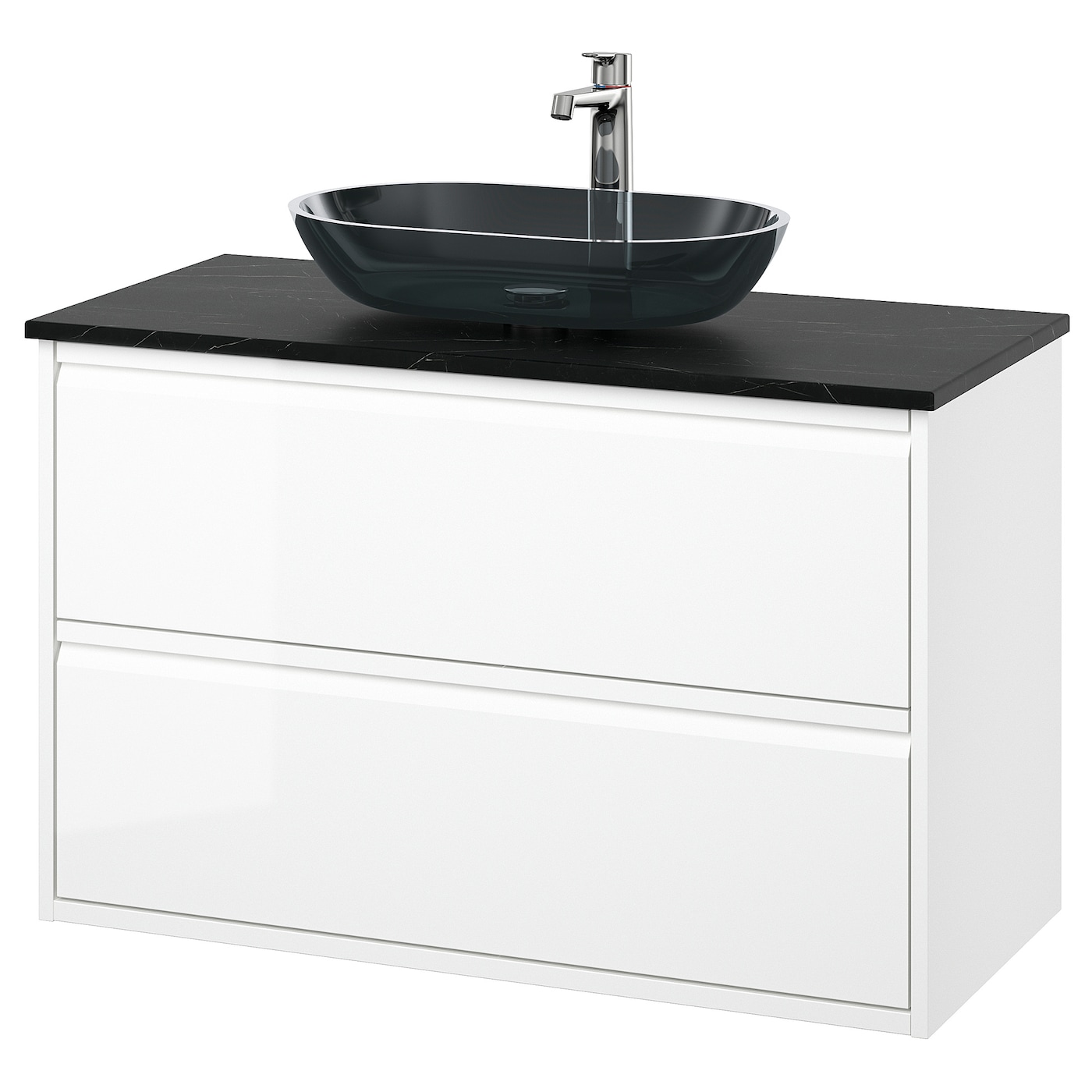IKEA ÄNGSJÖN / OXMYREN szaf umyw z szufladami/umyw/bateria, połysk biały, 102x49x77 cm
