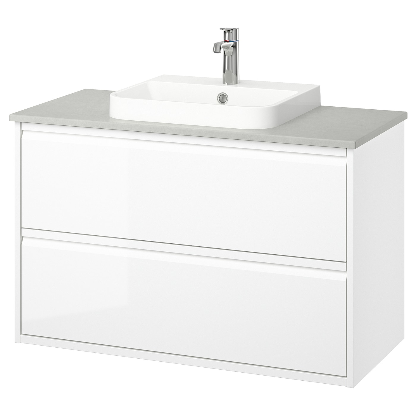 IKEA ÄNGSJÖN / BACKSJÖN szaf umyw z szufladami/umyw/bateria, połysk biały, 102x49x71 cm