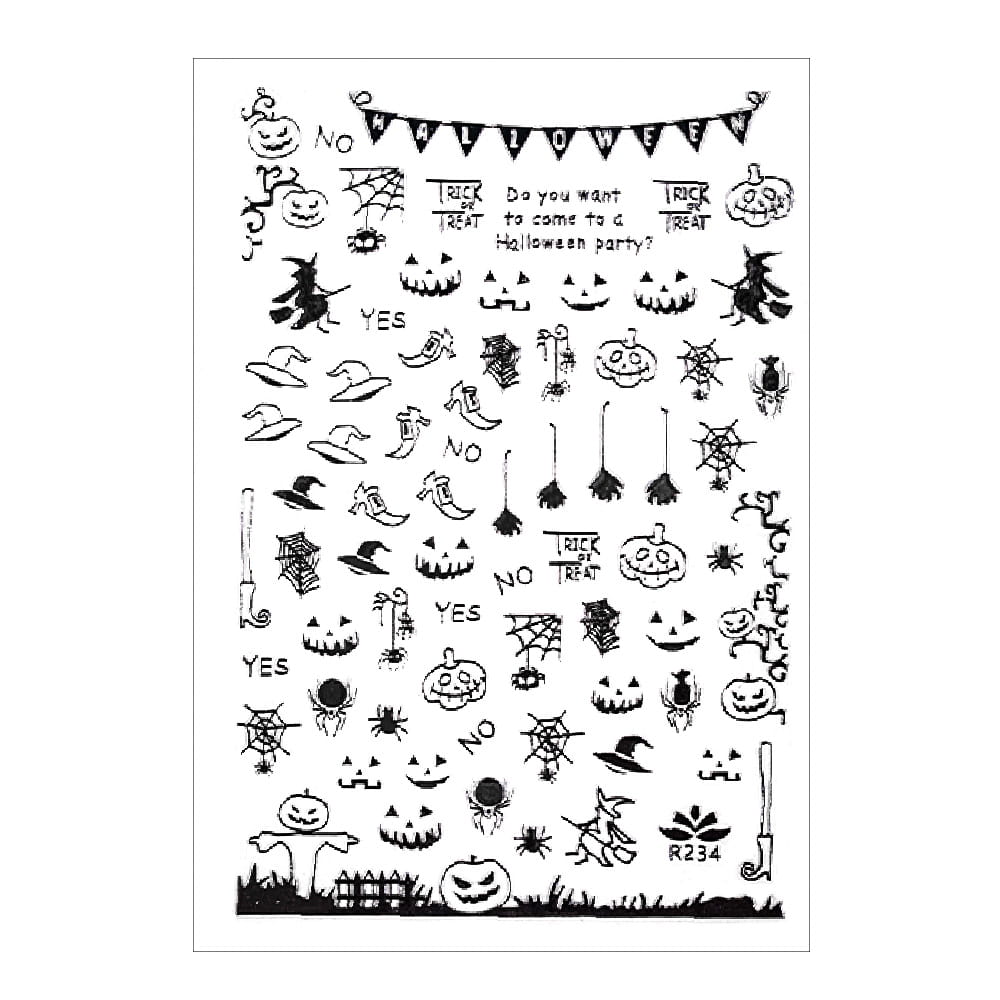 Naklejki do paznokci cienkie samoprzylepne halloween R234 srebrne