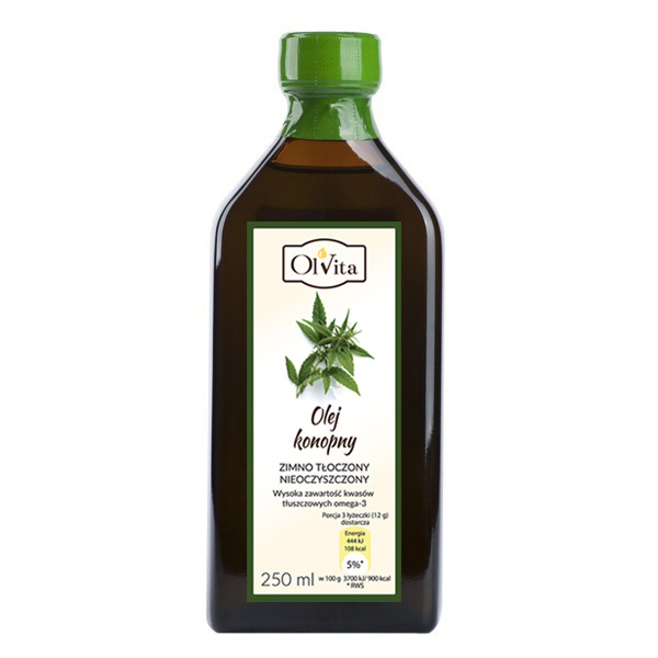 Olej konopny 250 ml - TŁOCZONY NA ZIMNO