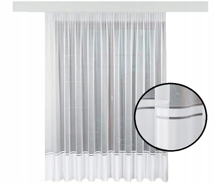 Firana tiulowa z pasem na dole 210x600 taśma - elegancka dekoracja