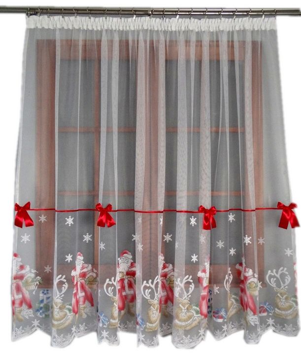 Firana świąteczna MIKOŁAJ wys. 180x300 FIRANKI NA ŚWIĘTA BOŻE NARODZENIE