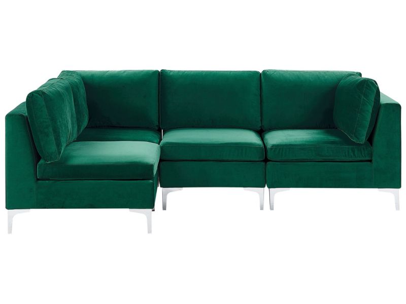 Sofa narożna Evja Zielony Welur Prawostronny 1 szt.