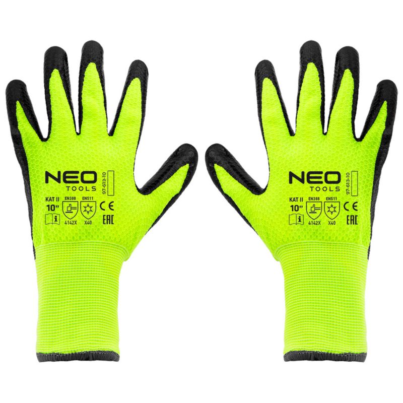 Rękawice robocze NEO TOOLS nylon powlekany lateksem rozm. 10 żółte 1 para