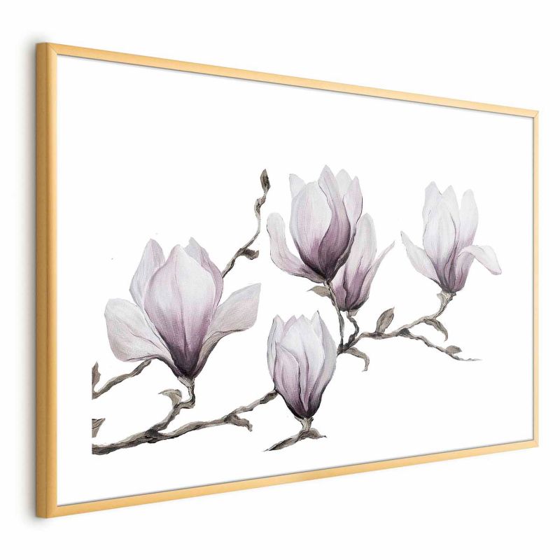 Plakat Artgeist Malowane magnolie 30x21 cm z ramą złotą 1 szt