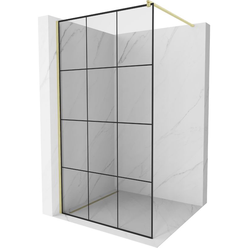 Ścianka prysznicowa Mexen Kioto czarny wzór złoty 110x200 cm 800-110-101-55-77 1 szt.