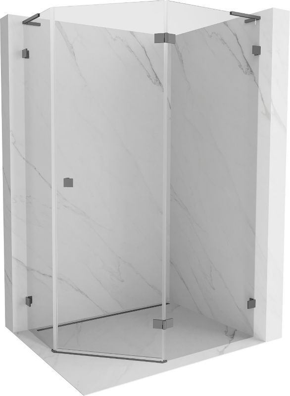 Kabina prysznicowa Mexen Lunar L pięciokątna uchylna prawa 90 x 100 cm transparent gun metal 1 szt.