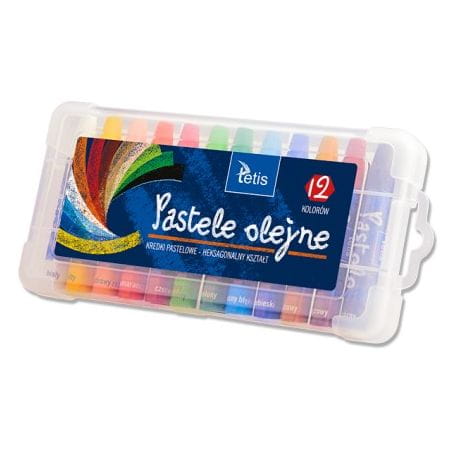 Pastele olejne heksagonalne 12 kolorów w etui, Tetis