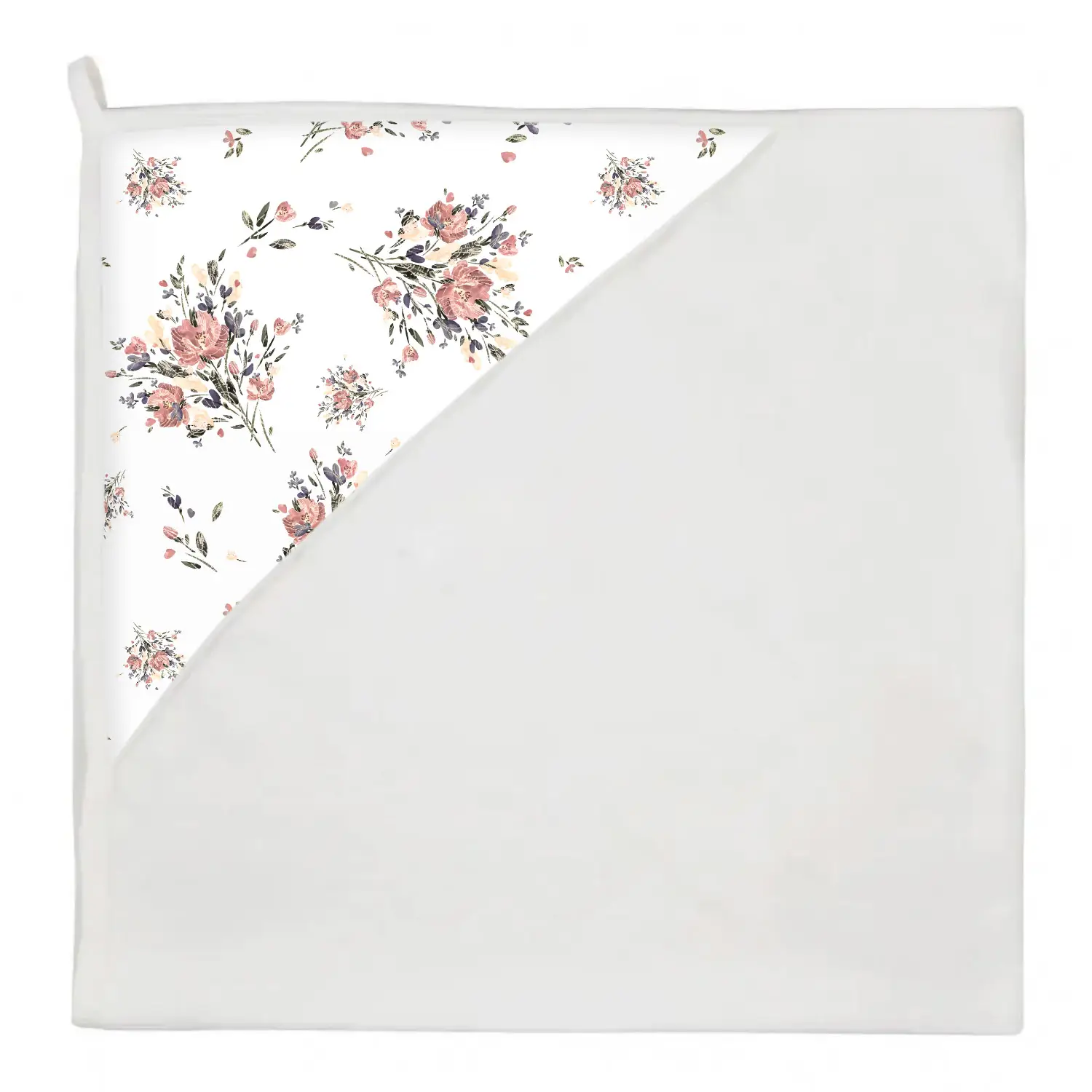 Okrycie kąpielowe Vintage Flowers i białe frotte