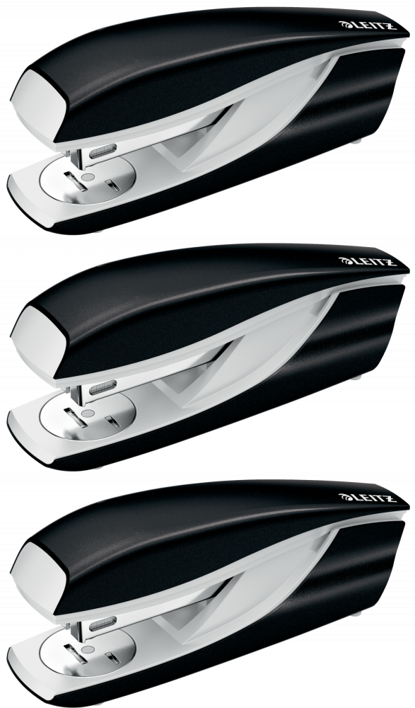 3x Zszywacz Leitz NeXXt Series, do 30 kartek, metaliczny czarny