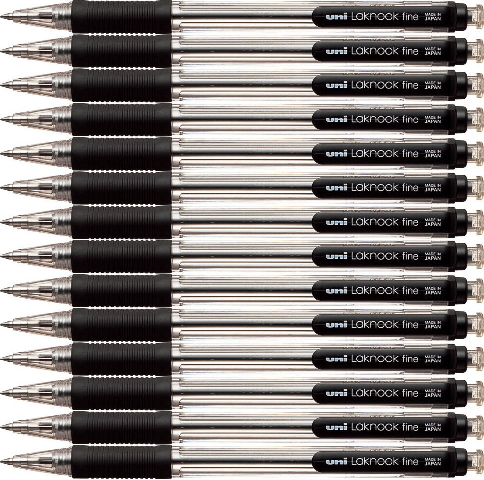 12x Długopis automatyczny Uni, Laknock SN-101, 0.7mm, czarny