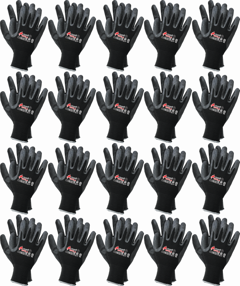 20x Rękawice robocze Reis Dragon RNYLA B, powlekane, rozmiar 7, czarny