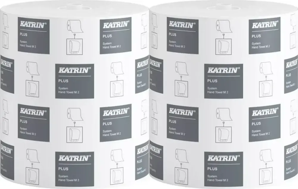 2x Ręcznik papierowy Katrin Plus System M2, 2-warstwowy, w roli, 100m, biały