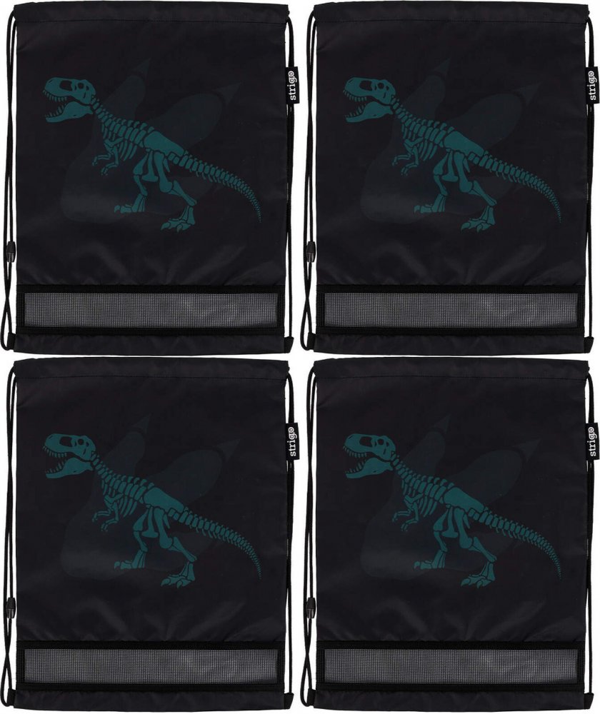 4x Worek na buty Strigo Dinozaur, 35x45cm, czarny