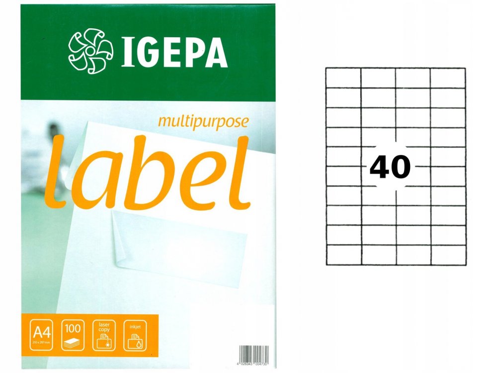 Etykiety samoprzylepne Igepa Label, 52.5x29.7mm, 100 arkuszy, biały