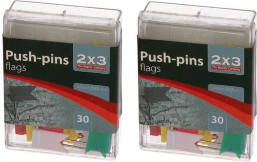 2x pinezki flagi 2x3, 30 sztuk, mix kolorów