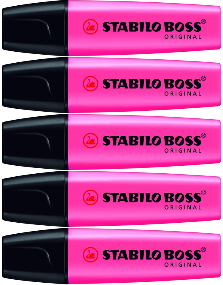 5x zakreślacz Stabilo, Boss Original, ścięta, różowy