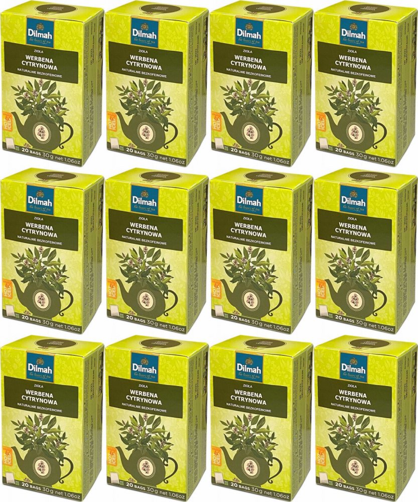 12x Herbata ziołowa bezkofeinowa w torebkach Dilmah, werbena cytrynowa, 20 sztuk x 1.5g