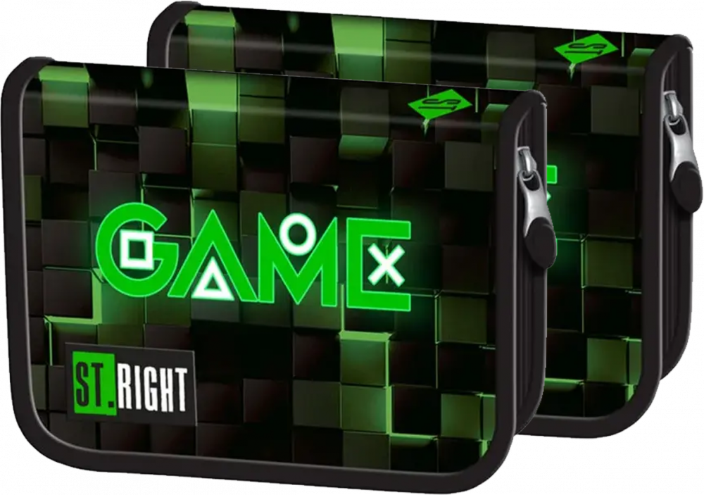 2x Piórnik dwuklapkowy St. Right PC3, bez wyposażenia, 20.5x14x3.5cm, Green Game