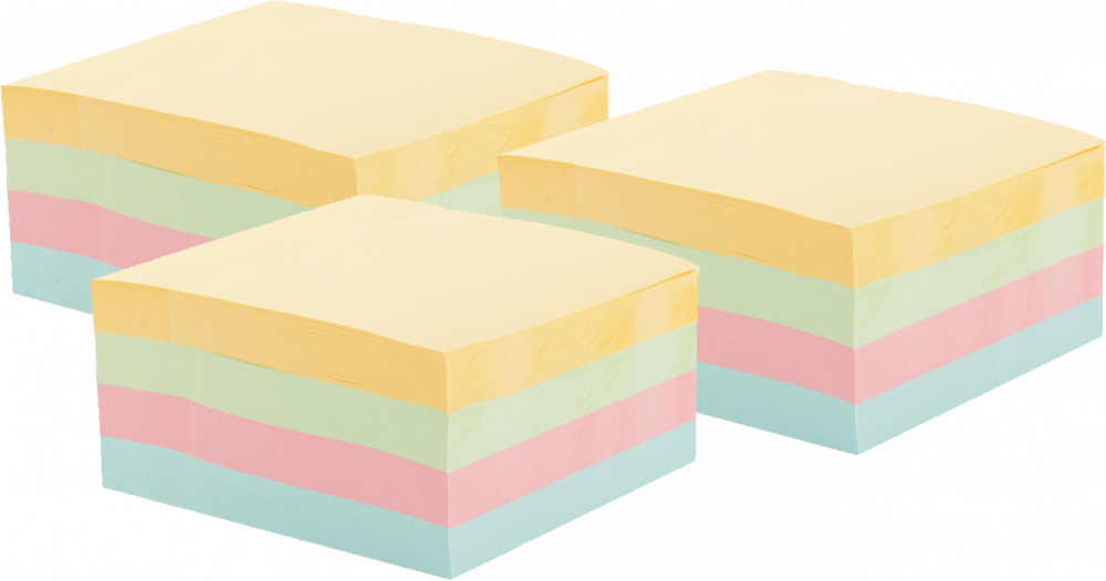 3x Karteczki samoprzylepne D.Rect, 76x76mm, 400 karteczek, mix kolorów pastelowych