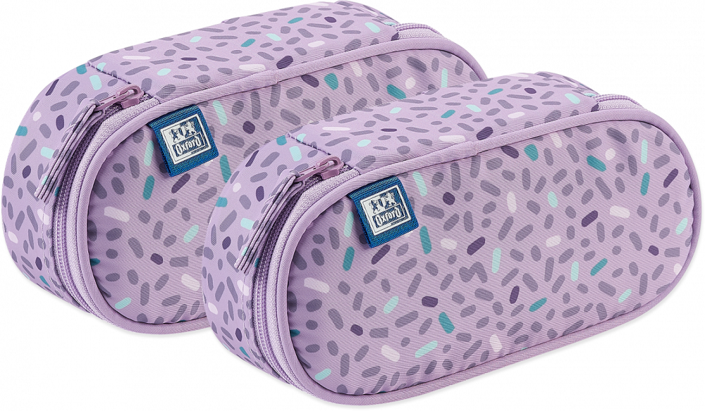 2x Piórnik z klapką Oxford Kids, bez wyposażenia, 23.5x8.5x5cm, poliester, fioletowy