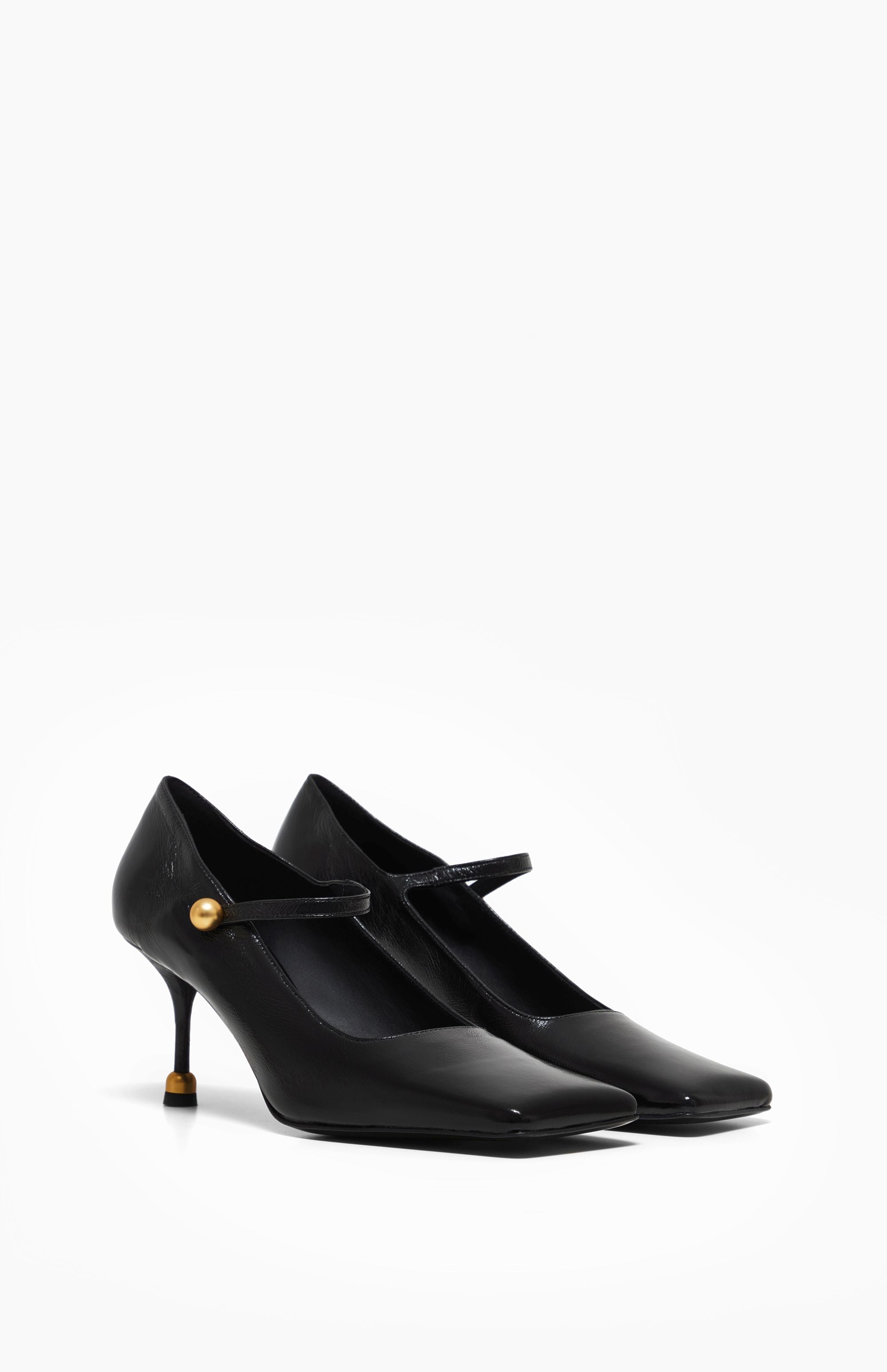 Czółenka na obcasie ADELA WET BLACK 35 - Vanda Novak