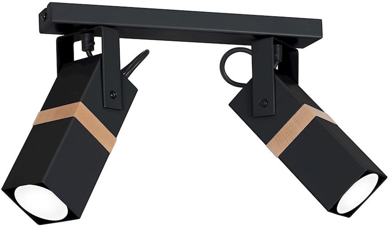 Milagro Vidar Black lampa podsufitowa 2x8W czarno/drewniana MLP5401 - Wysyłka w 24h