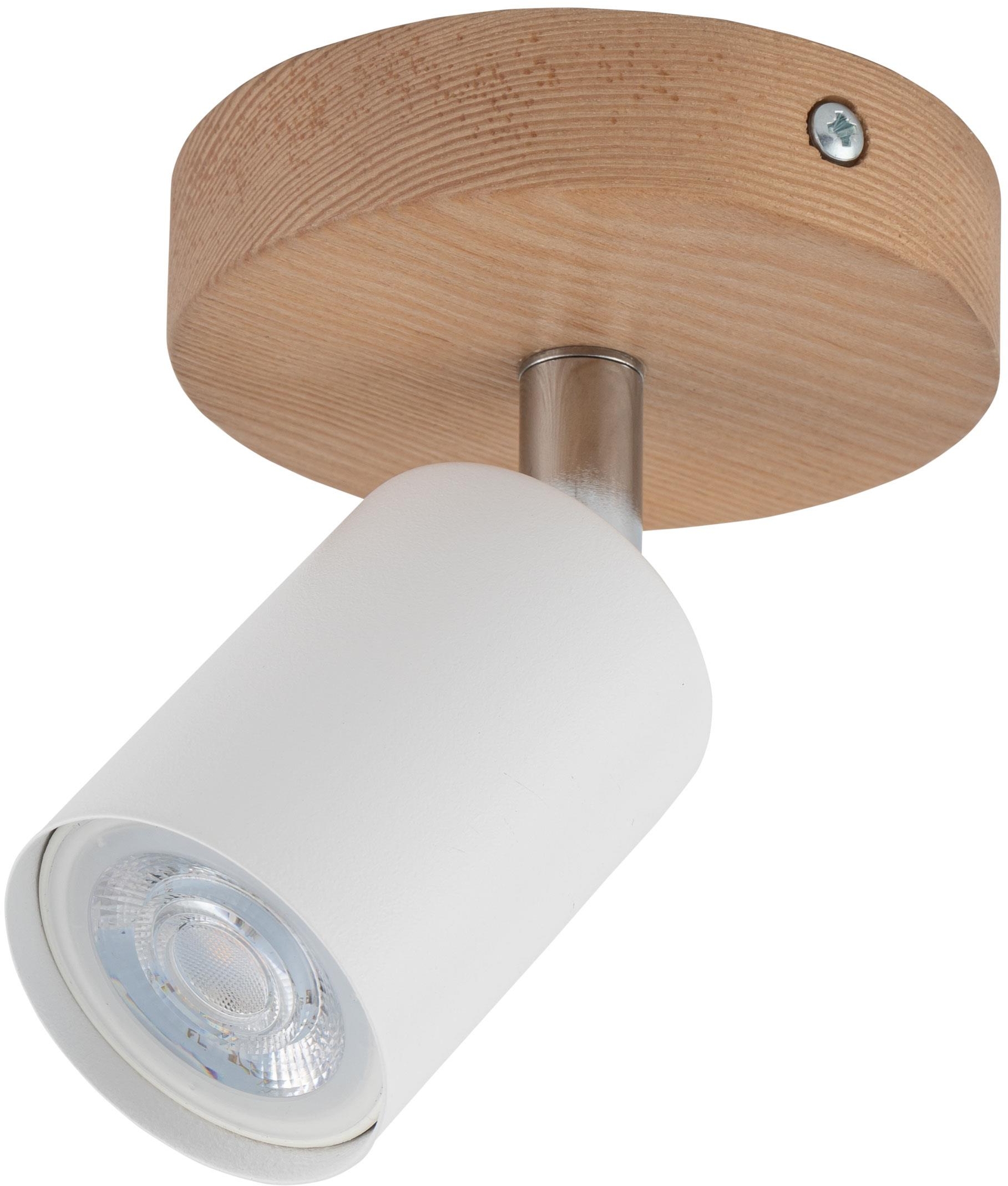 TK Lighting Top lampa podsufitowa 1x10W biały/drewno/chrom 3294
