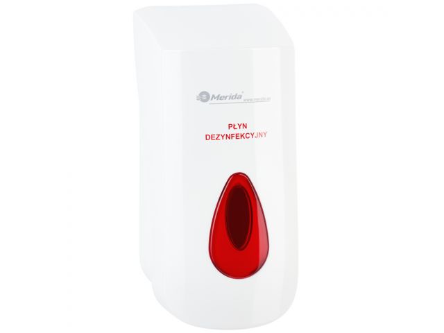 Merida Top dozownik do płynu lub żelu dezynfekującego na jednorazowe wkłady 1000 ml ścienny biały okienko czerwone DTR403