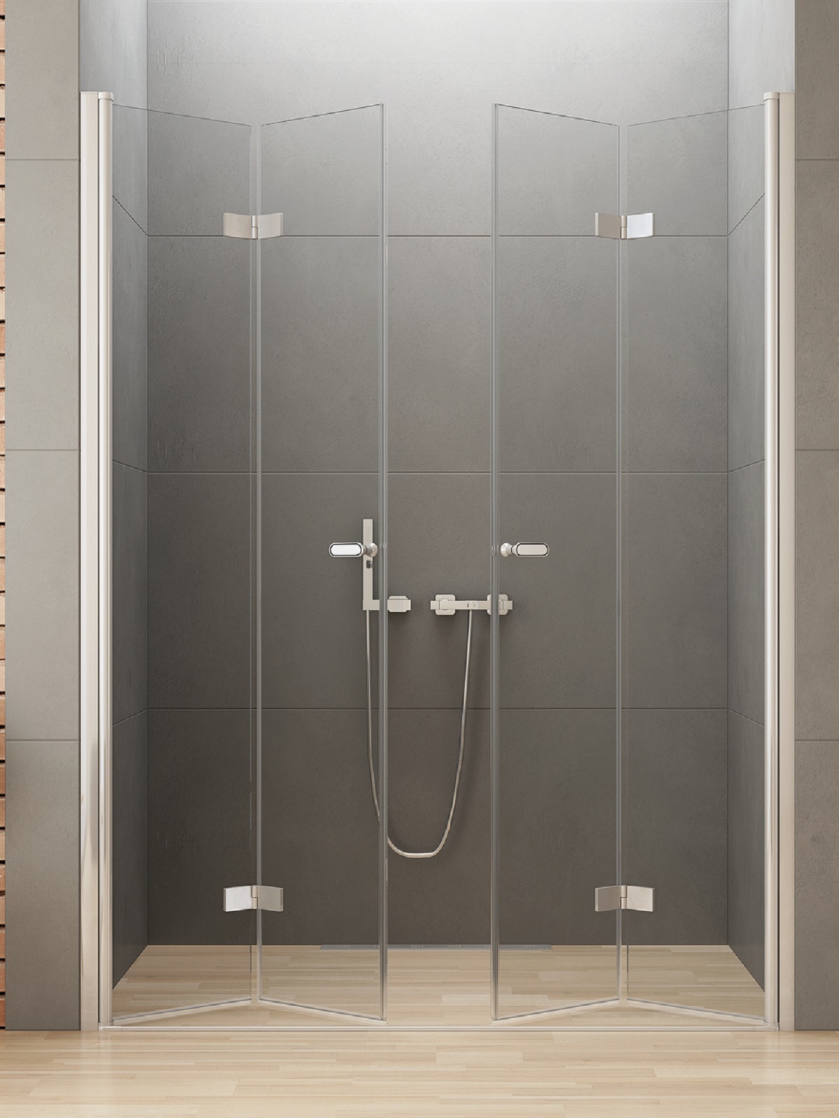 New Trendy New Soleo drzwi prysznicowe 230 cm składane chrom połysk/szkło przezroczyste D-0262A
