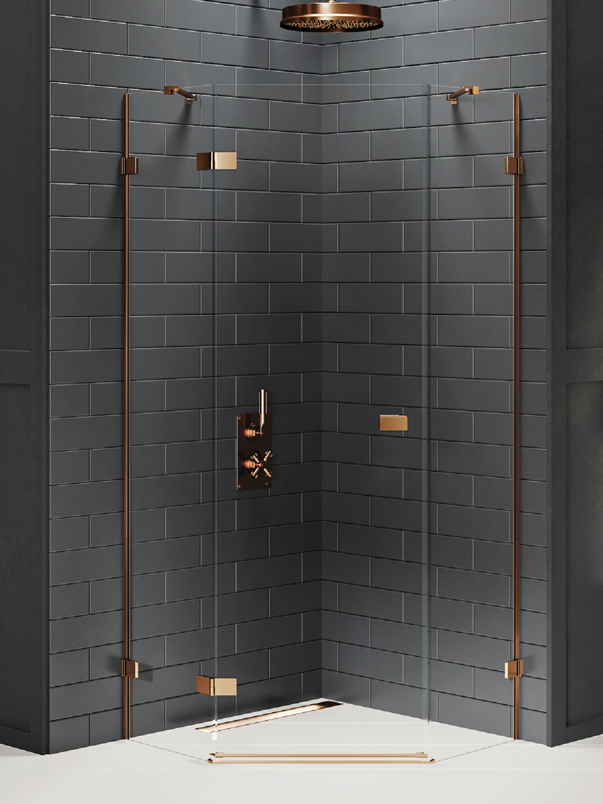 New Trendy Avexa Copper Brushed kabina prysznicowa 80x80 cm lewa miedź szczotkowana/szkło przezroczyste EXK-3818