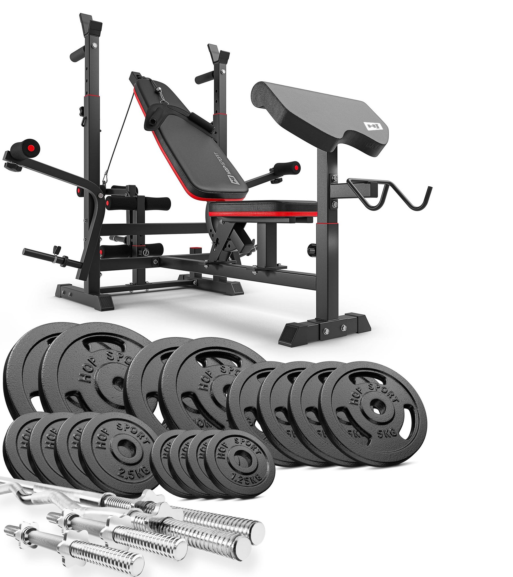 Zestaw kulturystyczny Strong 106kg z ławką HS-1075