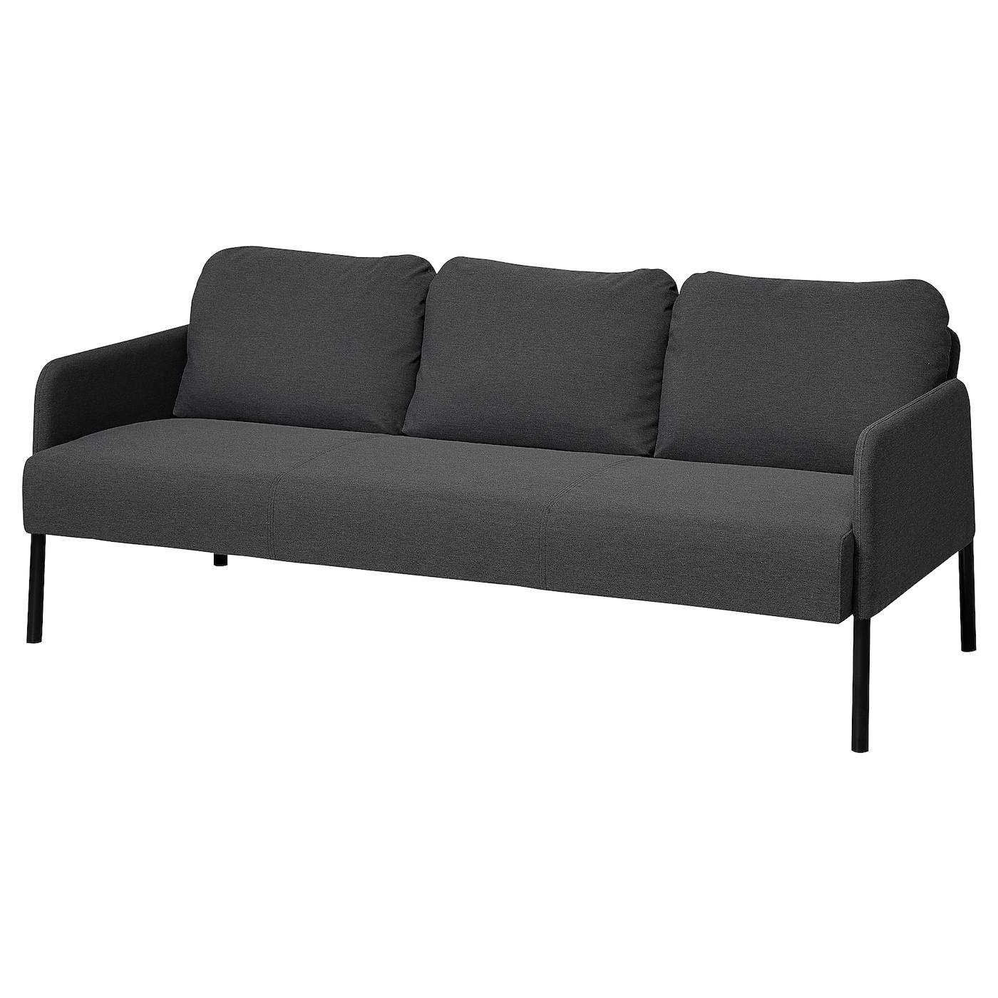 IKEA GLOSTAD sofa 3-osobowa, Knisa ciemnoszary, Wysokość podłokietnika: 57 cm