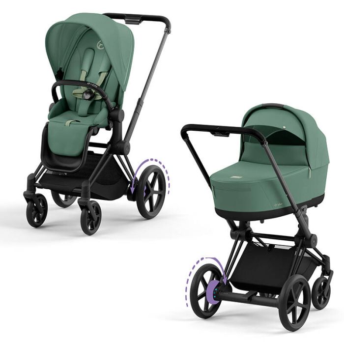Cybex e-Priam - wózek uniwersalny głęboko-spacerowy z napędem elektrycznym-Leaf Green-Chrome Brown