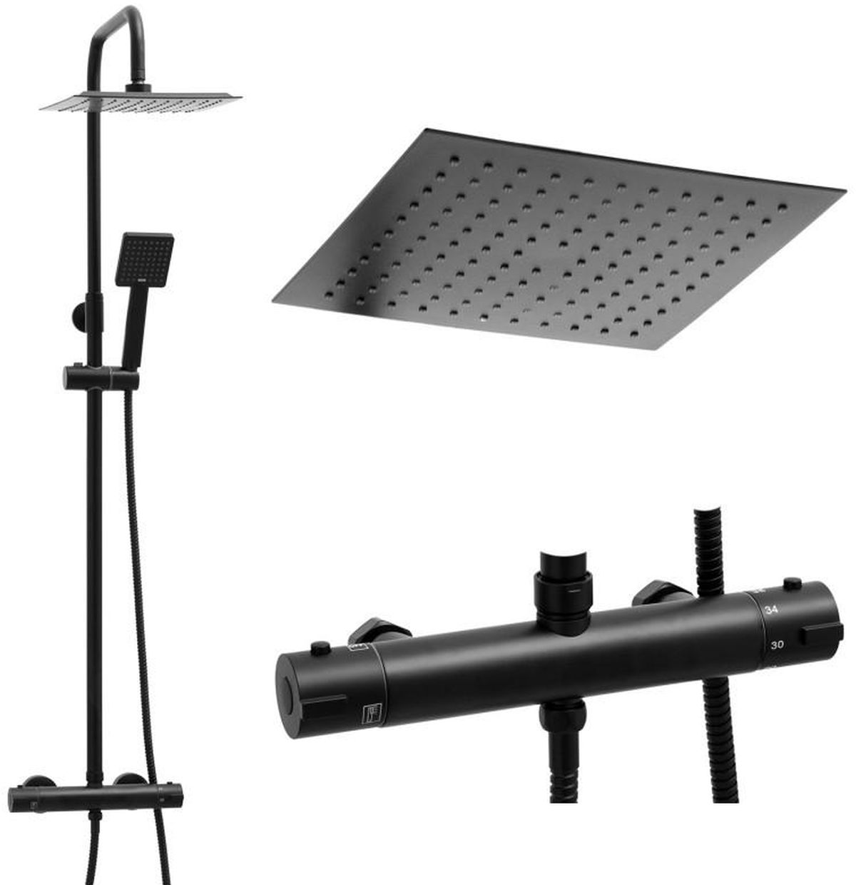 Darmowa Dostawa - Zestaw prysznicowy ścienny czarny YokaHome Flova BPFLOVATHERM20BLK