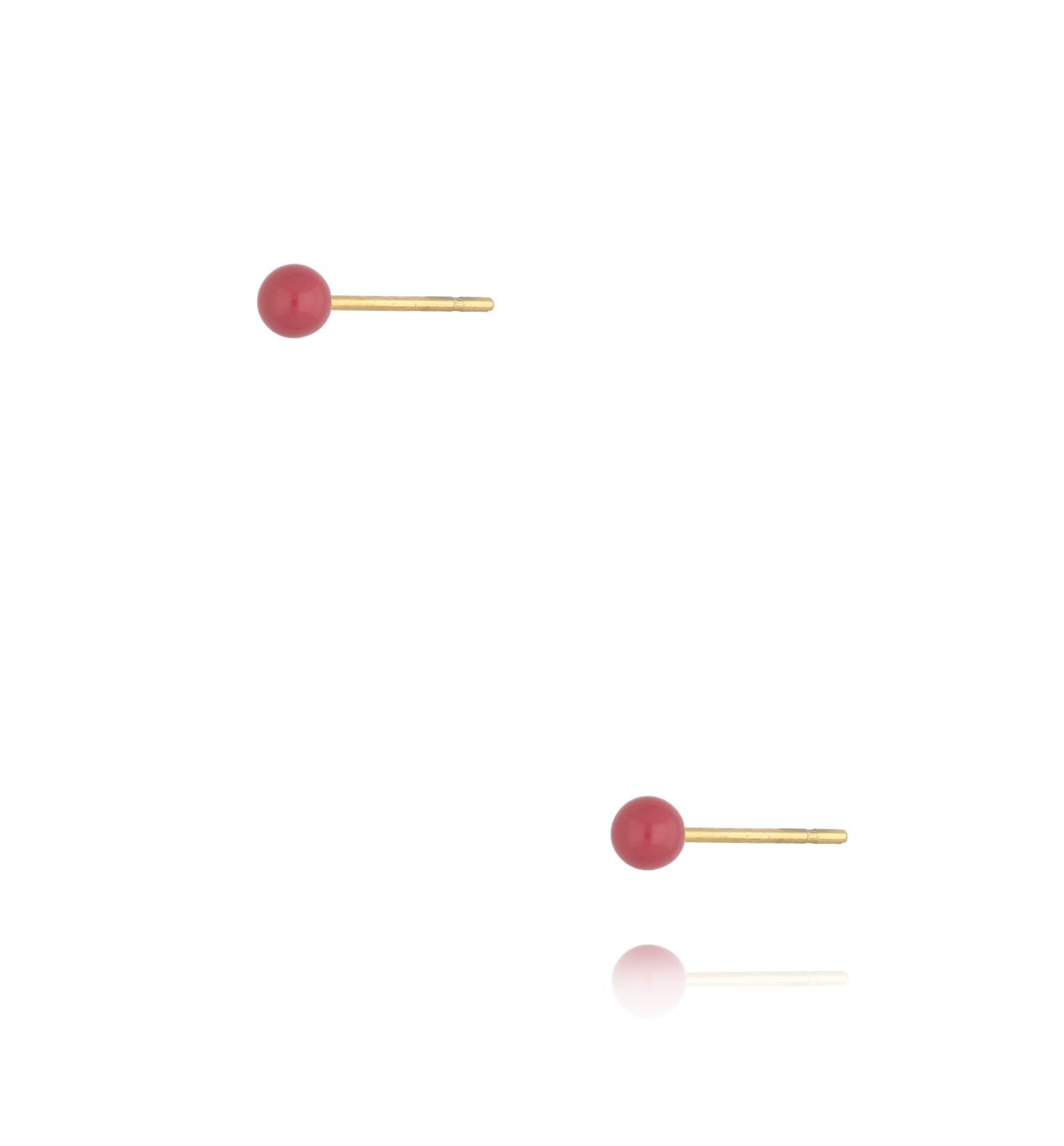 Kolczyki kulki z różową emalią 3 mm Enamel Balls - By Dziubeka