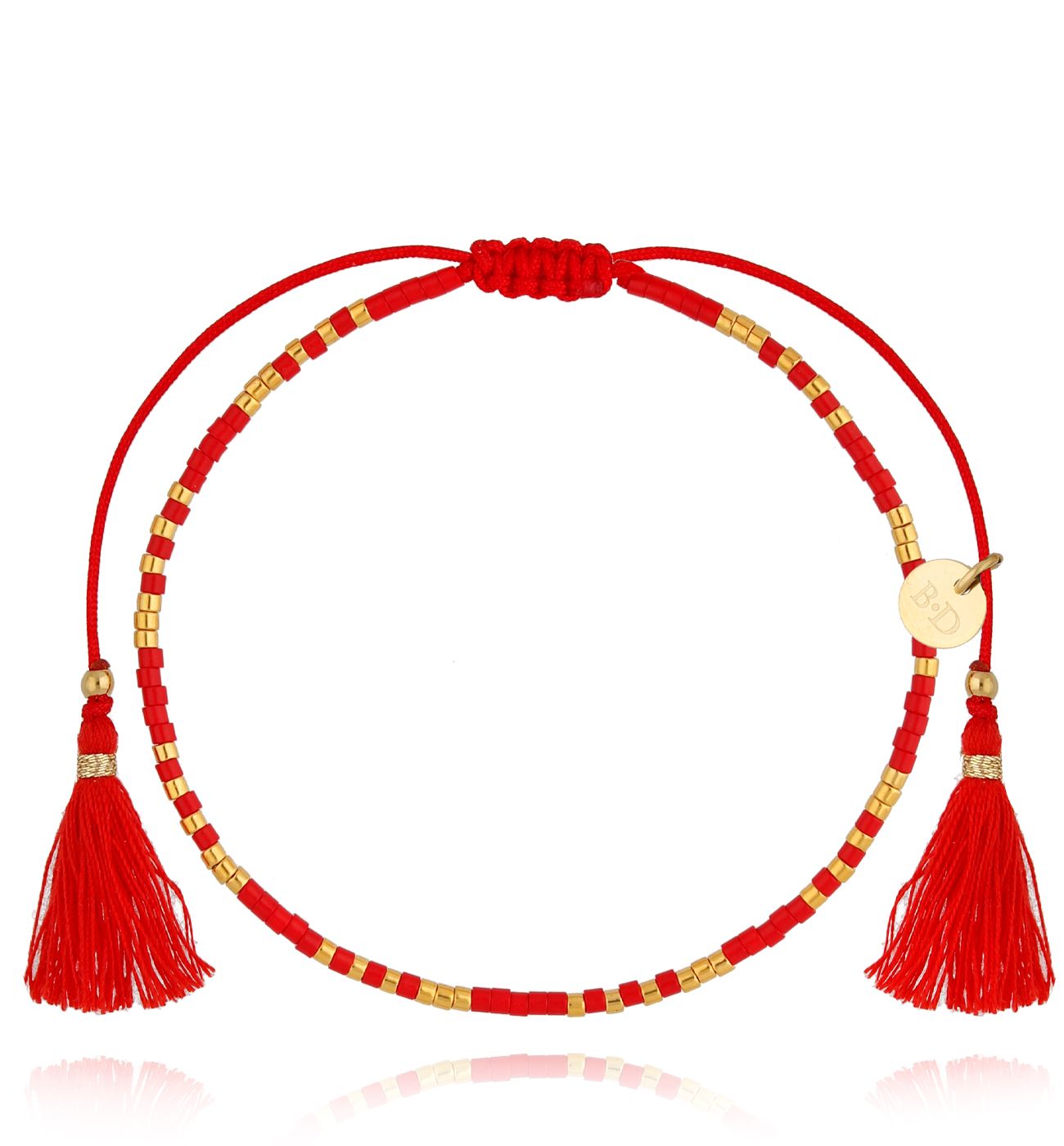 Bransoletka czarwona z chwostami Beads - By Dziubeka