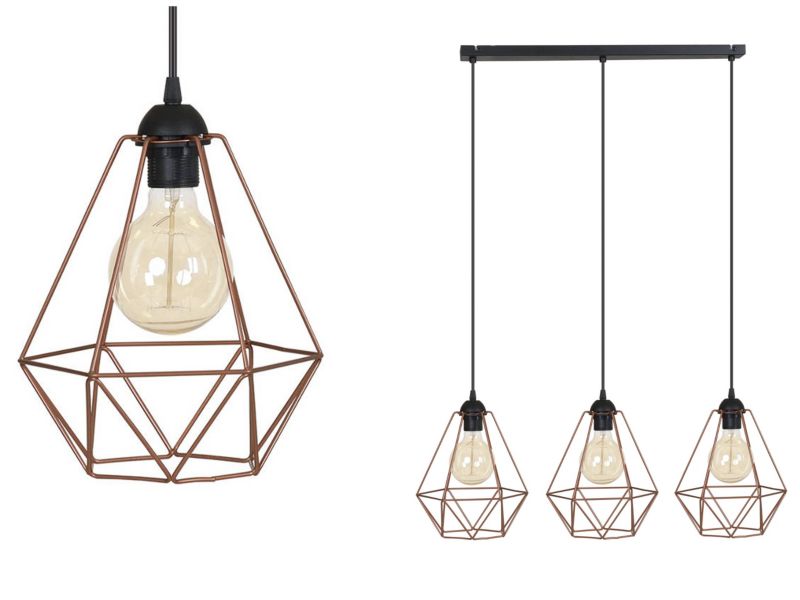 Lampa sufitowa wisząca Light Home LH Fusion 3x E27 60W czarny/miedziany 1szt.