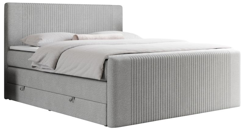 Łóżko kontynentalne MKS Meble KING DOREN 180x200 H4 beżowy struktura 1szt.